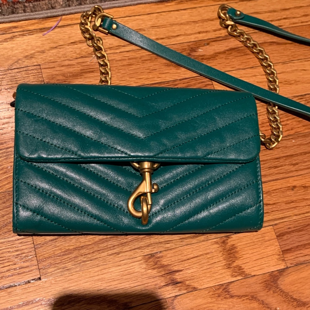 Rebecca Minkoff Teal Quilted Leather Crossbody with Gold Chain